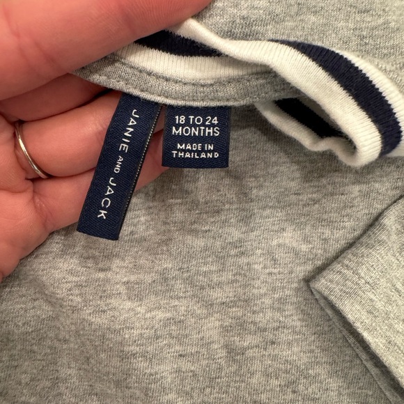 Janie and Jack Boy’s Long Sleeve Henley Gray Shirt - Picture 3 of 5